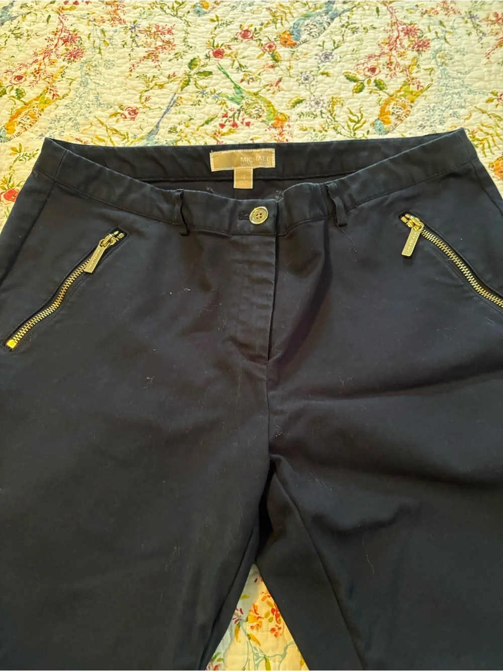 Women MICHAEL Michael Kors Navy Blue  with Gold-Tone Zipper Accents